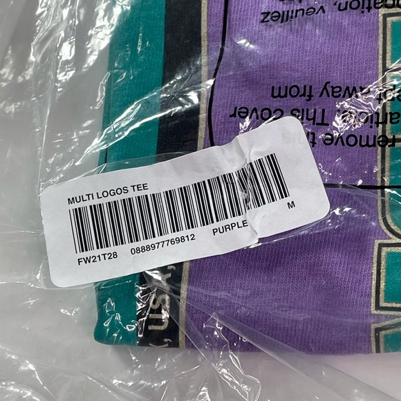 Supreme Multi Logo Mens Medium Size Purple 100% Cotton T-Shirt - Picture 7 of 7
